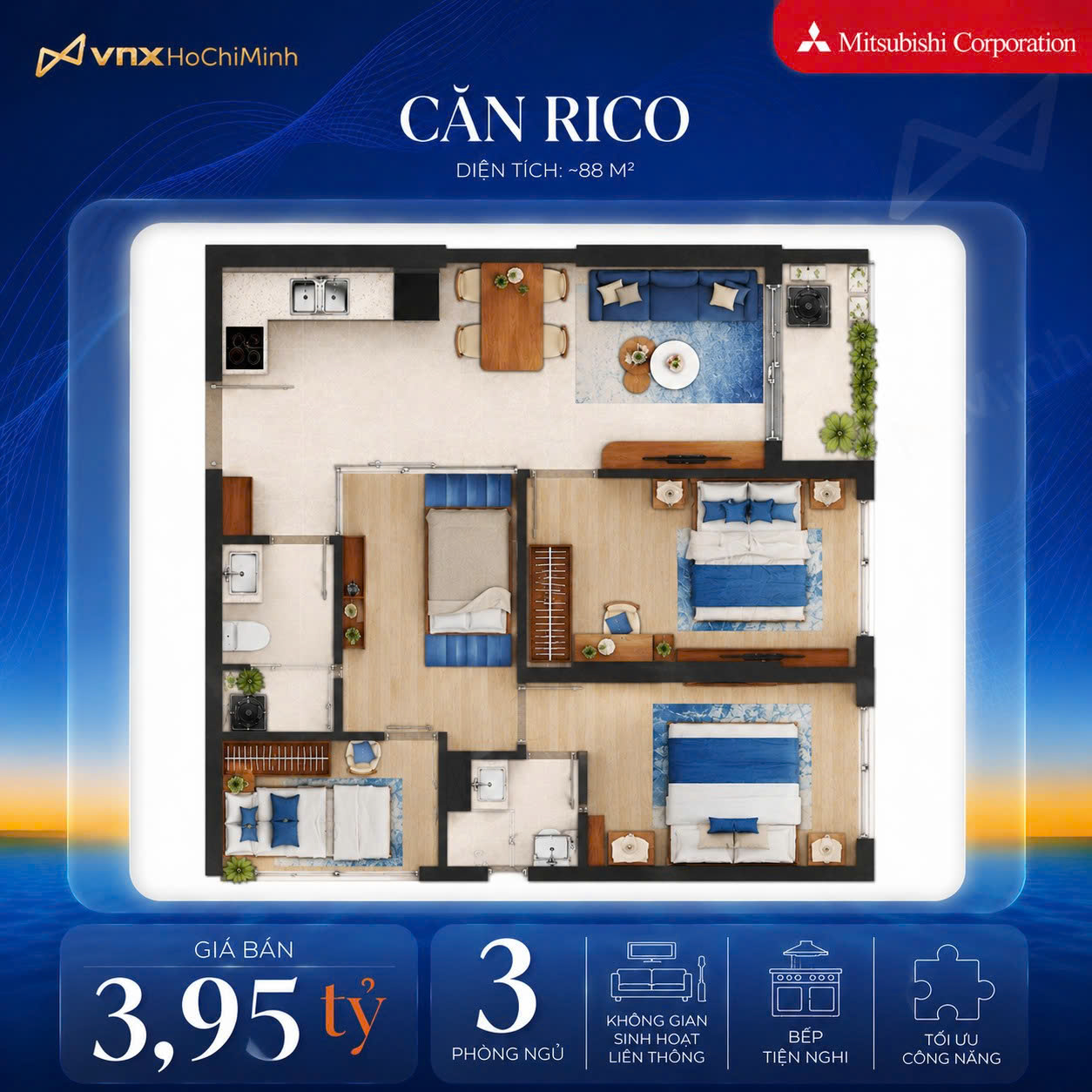 Mặt bằng căn hộ Rico Monrei Saigon